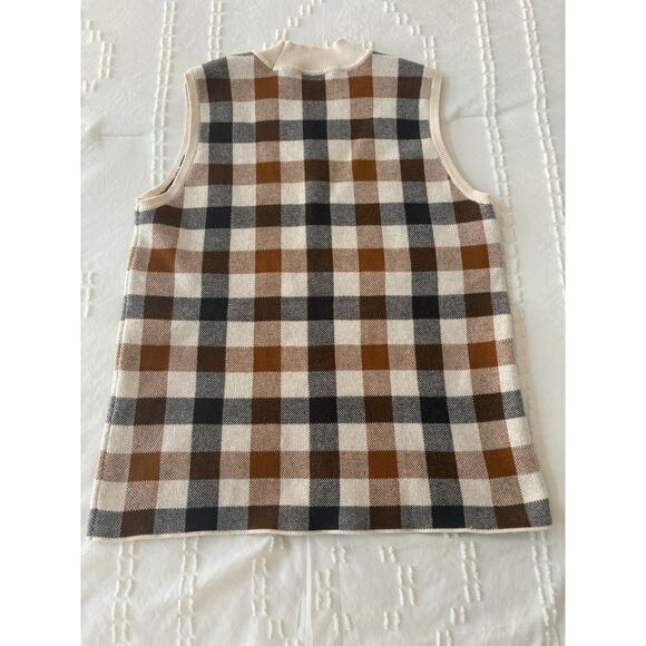 LOFT Petite Plaid Sweater Vest Retro 70s Style Lightweight Cotton Knit - Picture 4 of 7
